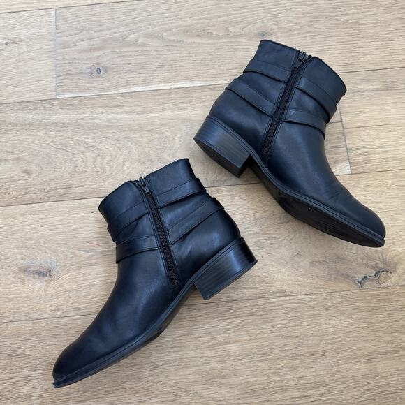 Ralph Lauren Margo Black Leather Zip Up Moto Ankle Boots Size 8.5 - Picture 8 of 16